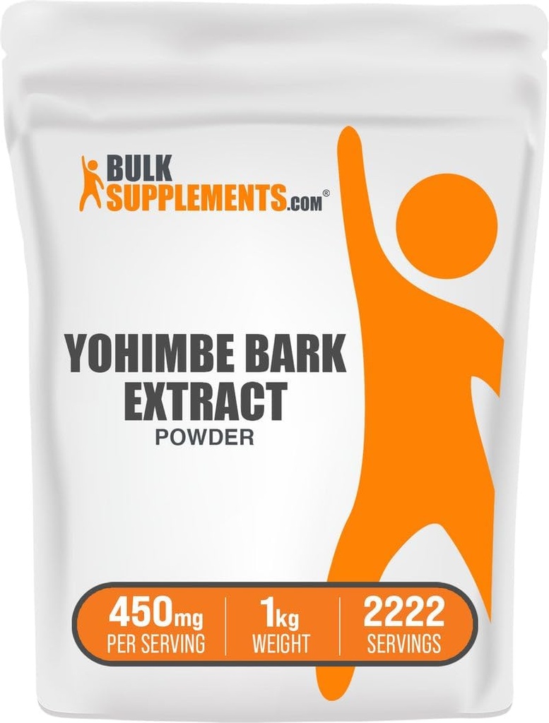 BulkSupplements.com Yohimbe Extract Powder - Yohimbe Bark Extract - Herbal Supplement, Gluten Free, 250mg per Serving, 1kg (2.2 lbs) (Pack of 1)
