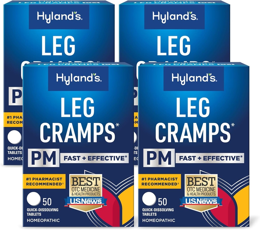 Hyland's Leg Cramps PM, Relief of Nighttime Leg, Calf, and Foot Cramps, 50 Quick-Dissolving Tablets 4-Pack (200 Total)