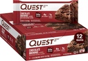 Quest Nutrition Chocolate Brownie Protein Bar, 20g Protein, 1g Sugar, 4g Net Carb, Gluten Free, Gluten Free, 12 Count