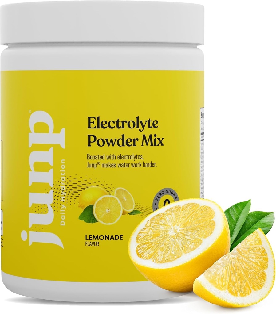 JUNP Electrolytes Powder No Sugar No Carbs – Lemonade Keto Electrolyte Drink Mix - Potassium & Salt Hydration Powder Electrolytes - Zero Calorie Sugar Free Electrolyte Powder, Kosher, 90 Servings