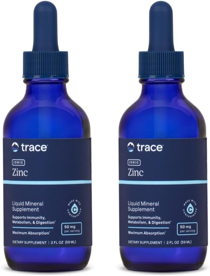 Trace Minerals Ionic Zinc - Ionic Zinc Supplement for Immune Support - Digestion, Growth & Skin Health Support - Chloride & ConcenTrace - Highly-Absorbable Drops - 2 fl oz, 2 Pack (96 Servings)