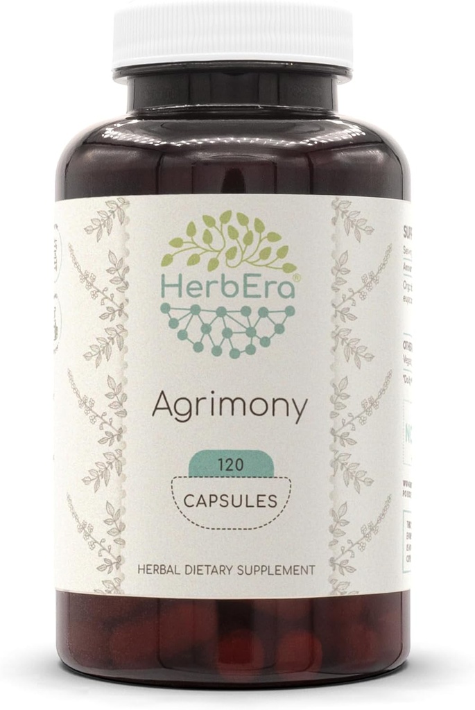 HerbEra Agrimony 120 Capsules, 400 mg, Agrimony (Agrimonia Eupatoria) Dried Herb (120 Capsules)