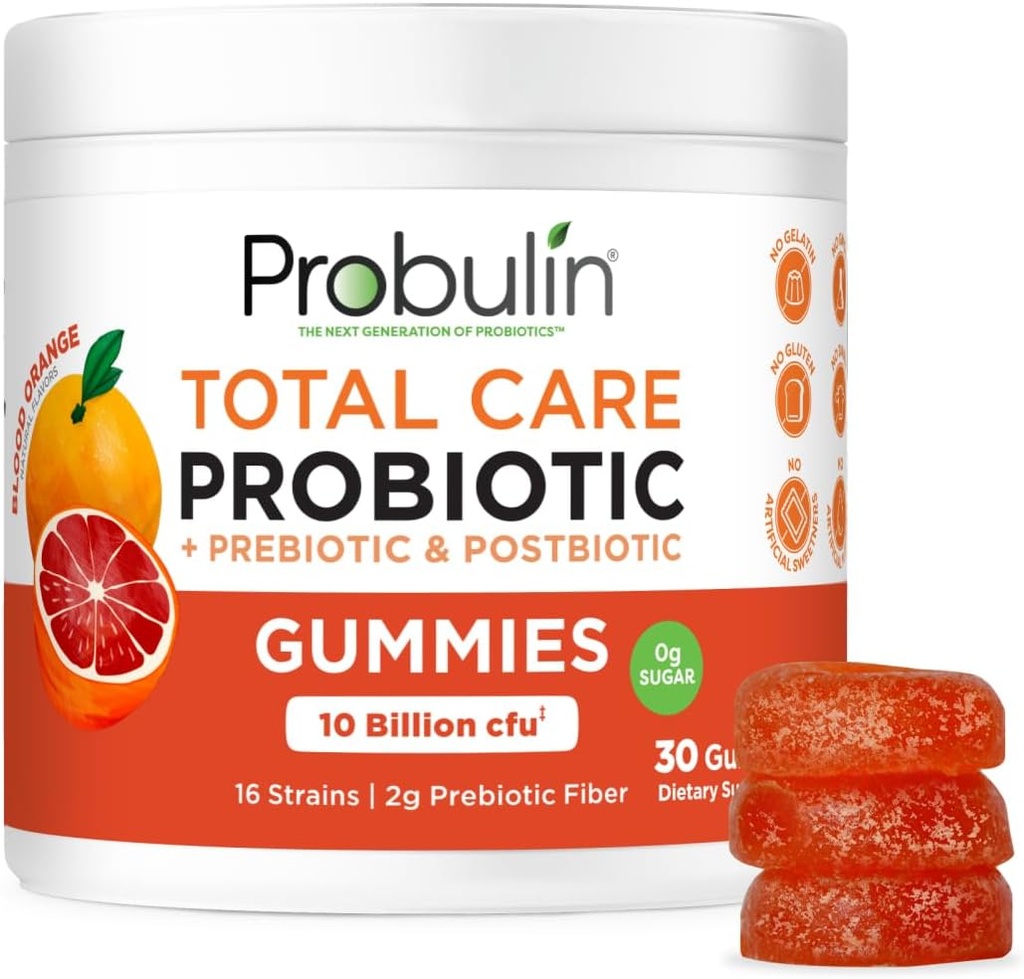 Total Care Probiotic + Prebiotic + Postbiotic Gummies - Blood Orange 30ct