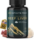 Natural Energy & Focus for High Performing Professionals w/Grass Fed Beef Liver Capsules w/Lions Mane | Grassfed Beef Liver Supplement Supports Full Body Wellness & Iron Levels | 30 Serving-120 Cnt