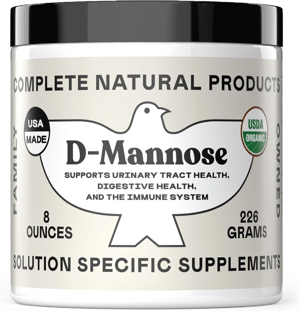 Complete Natural Products Organic D-Mannose Powder - 2000mg (2 Grams) - Non-GMO - Vegan Friendly - Urinary Tract Flush & Treatment - Bladder Cleanse & Urinary Tract Health Supplement