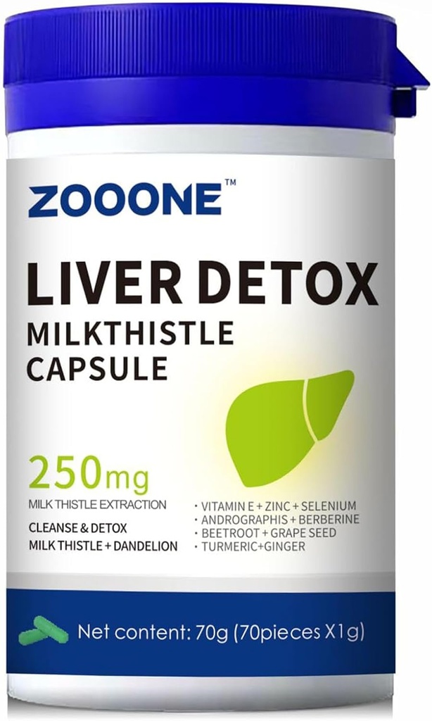 zooone- Liver Cleanse Detox & Repair, Milk Thistle, Dandelion Root, Turmeric & Ginger Extract for Liver Health - Gallbladder Cleanse Kidney Support Supplement Capsule, 70 Capsules