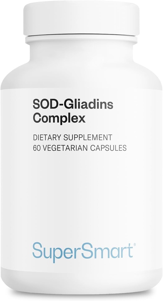 Supersmart - SOD Gliadins Complex (Superoxide Dismutase Supplement) 500mg per Day - Melon Extract - Super Antioxidant Enzymes | Active & Slow Release | Non-GMO - 60 Vegetarian Capsules