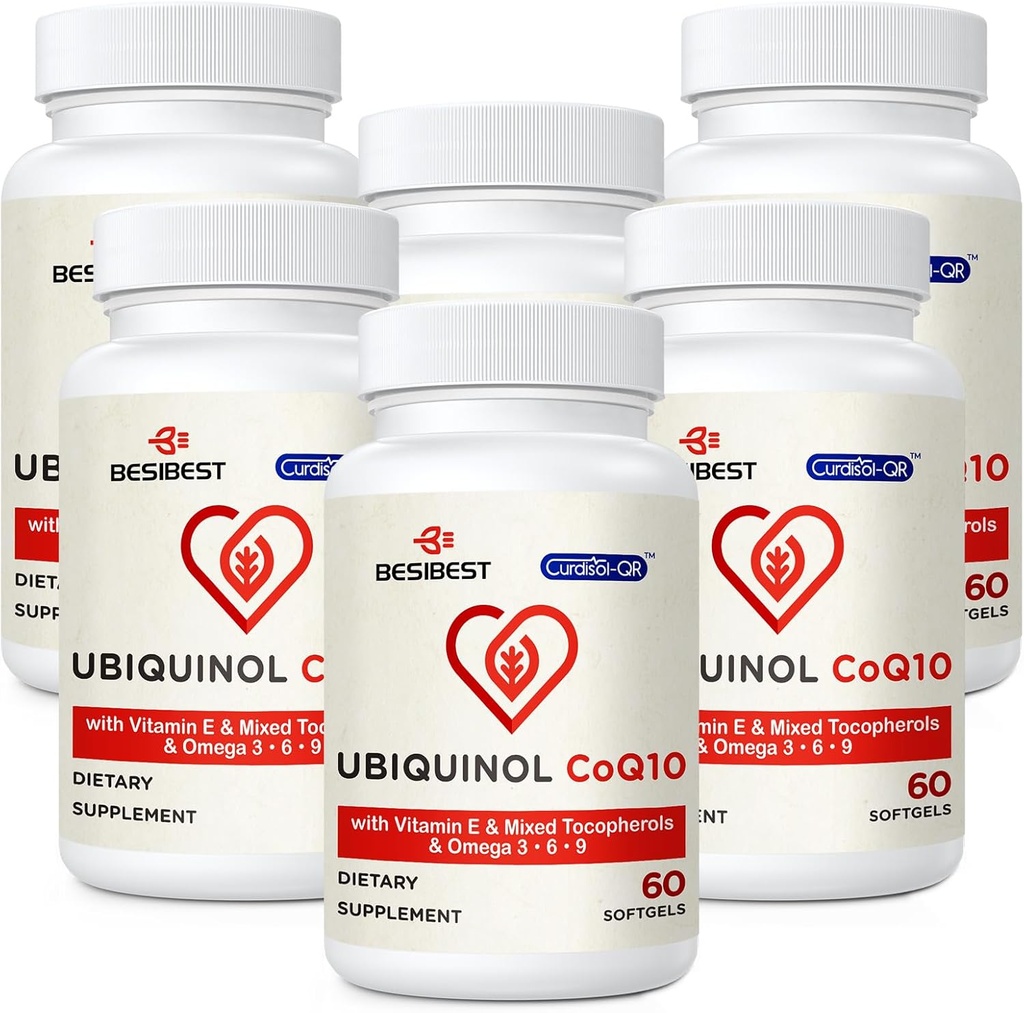 Ubiquinol CoQ10-600mg-Softgel, Active Coq10 Ubiquinol Supplement with Vitamin E & Omega 3, 6, 9, High Absorption-Coenzyme-Q10, Powerful Antioxidant for Energy Production, Tested, 360 Count