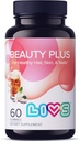 LIVS Beauty Plus Gummy Vitamins - Biotin Gummies for Hair, Skin and Nails | Natural, Gluten-Free, Non-GMO Beauty Supplement with Vitamin A, C, E, B12, D3, Zinc & More - Cream Soda Flavor - 60 Ct