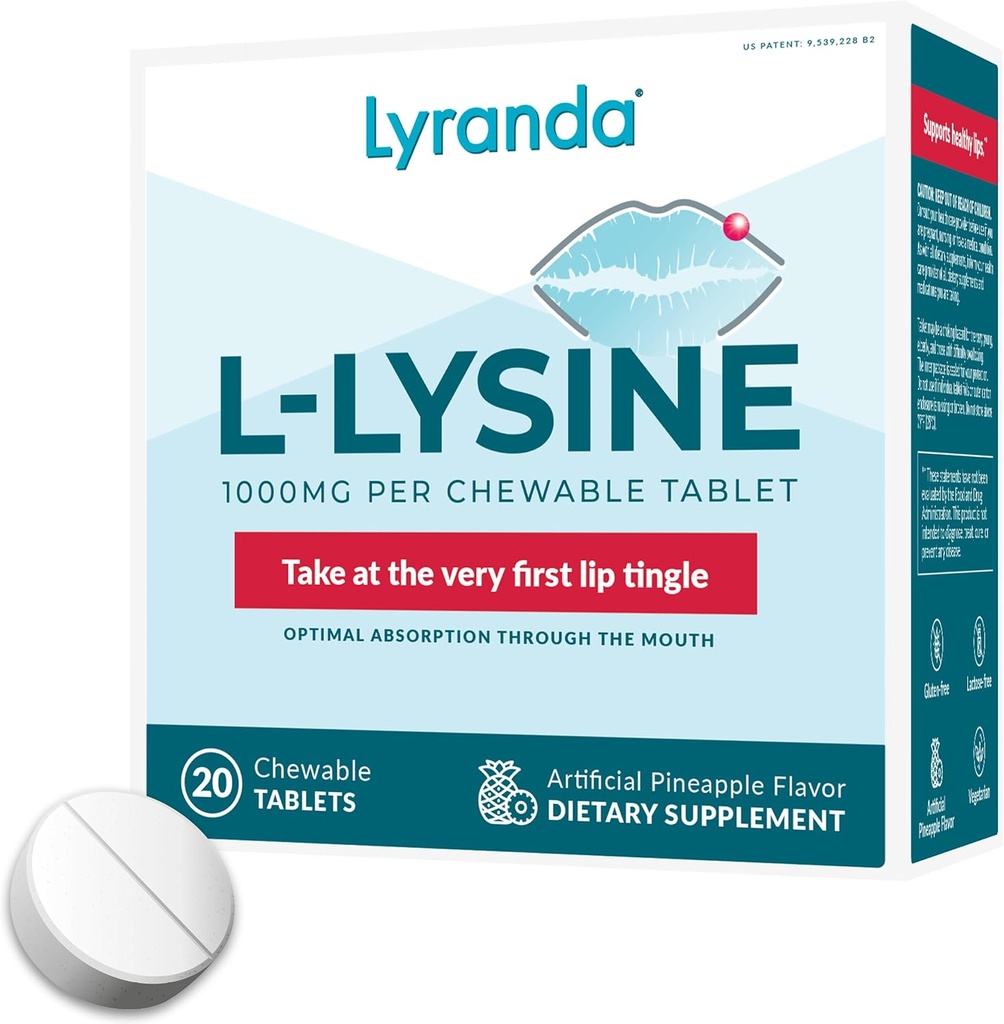 Lyranda® - Lysine Cold Sore Treatment - Chewable L-Lysine Tablets - Faster Absorption and Better Hygiene