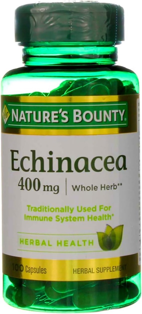 Nature's Bounty Natural Whole Herb Echinacea 400mg, 100 Capsules (Pack of 2)