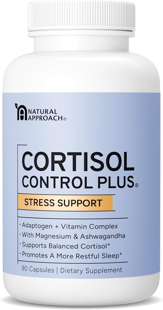Cortisol Supplement - Cortisol Control Plus Supports Stress Relief, Mood, Calm & Restful Sleep* - Cortisol Manager Supplement for Women and Men - Powerful Adaptogen & Vitamin Blend - 90 Capsules