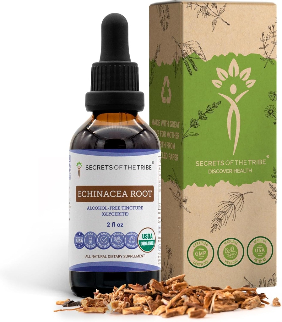 Echinacea Root USDA Organic Tincture | Alcohol-Free Extract, High-Potency Herbal Drops, Immune System Health | Made from 100% Certified Organic Echinacea Root (Echinacea Purpurea) 2 oz