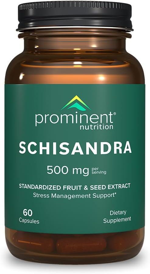 Prominent Nutrition Schisandra Berry Extract,Clinically Researched 500 mg Dose for Stress Management Support, Standardized to Schisandrins, Pure Schisandra Chinensis Fruit Extract,60 Capsules -1 Pack