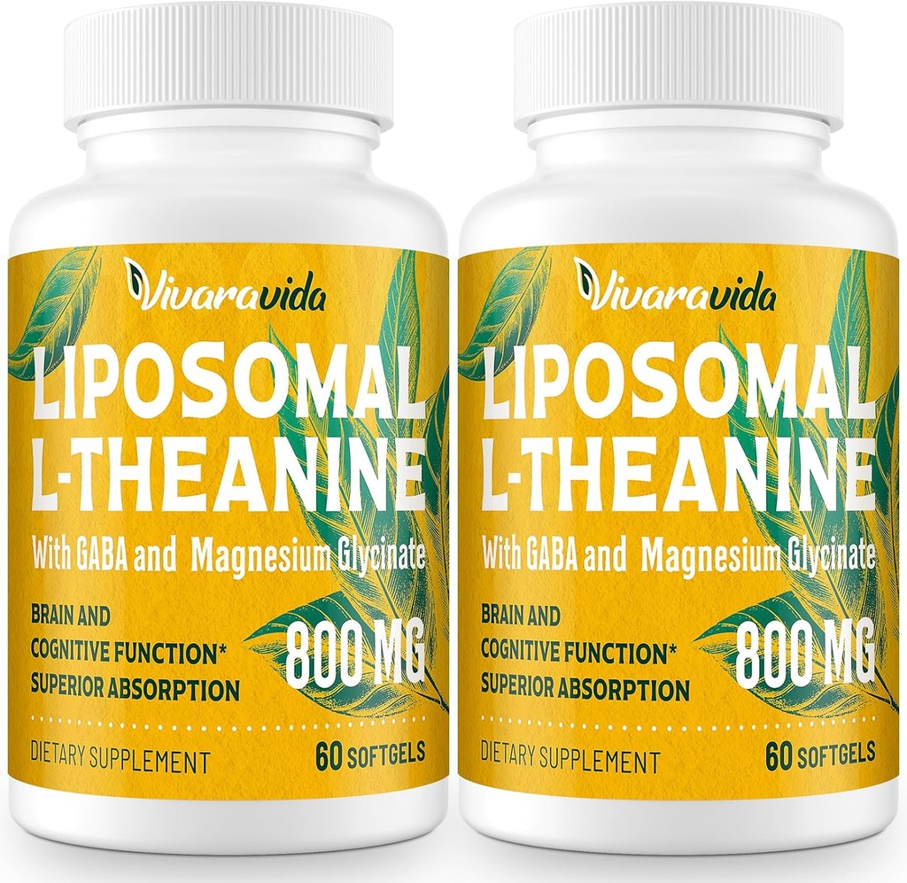 L-Theanine 800mg Supplement with GABA and Magnesium Glycinate - Natural Compound, Sleep and Relaxation (120 Softgels)