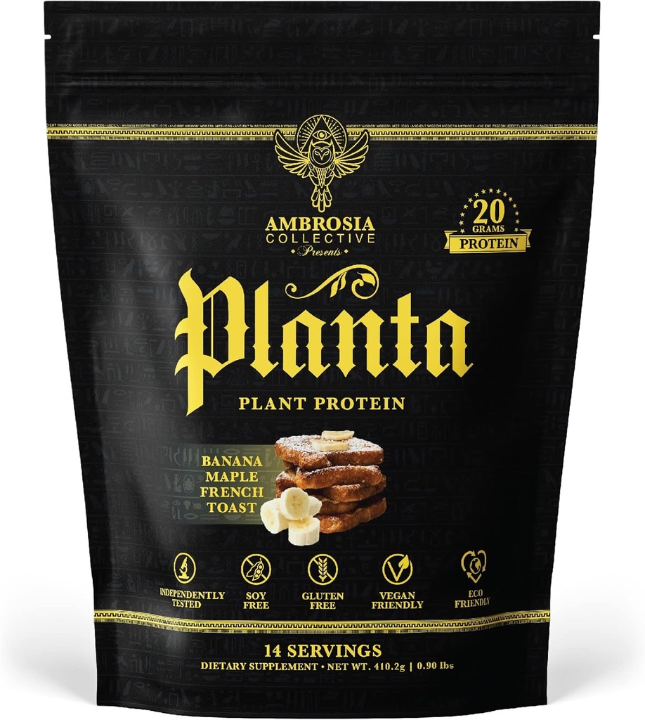 Ambrosia Planta - Premium Plant-Based Protein | Vegan & Keto Friendly | Gourmet Flavors with No Bloating or Stomach Upset | No Added Sugar | 14 Servings | (Banana Maple)