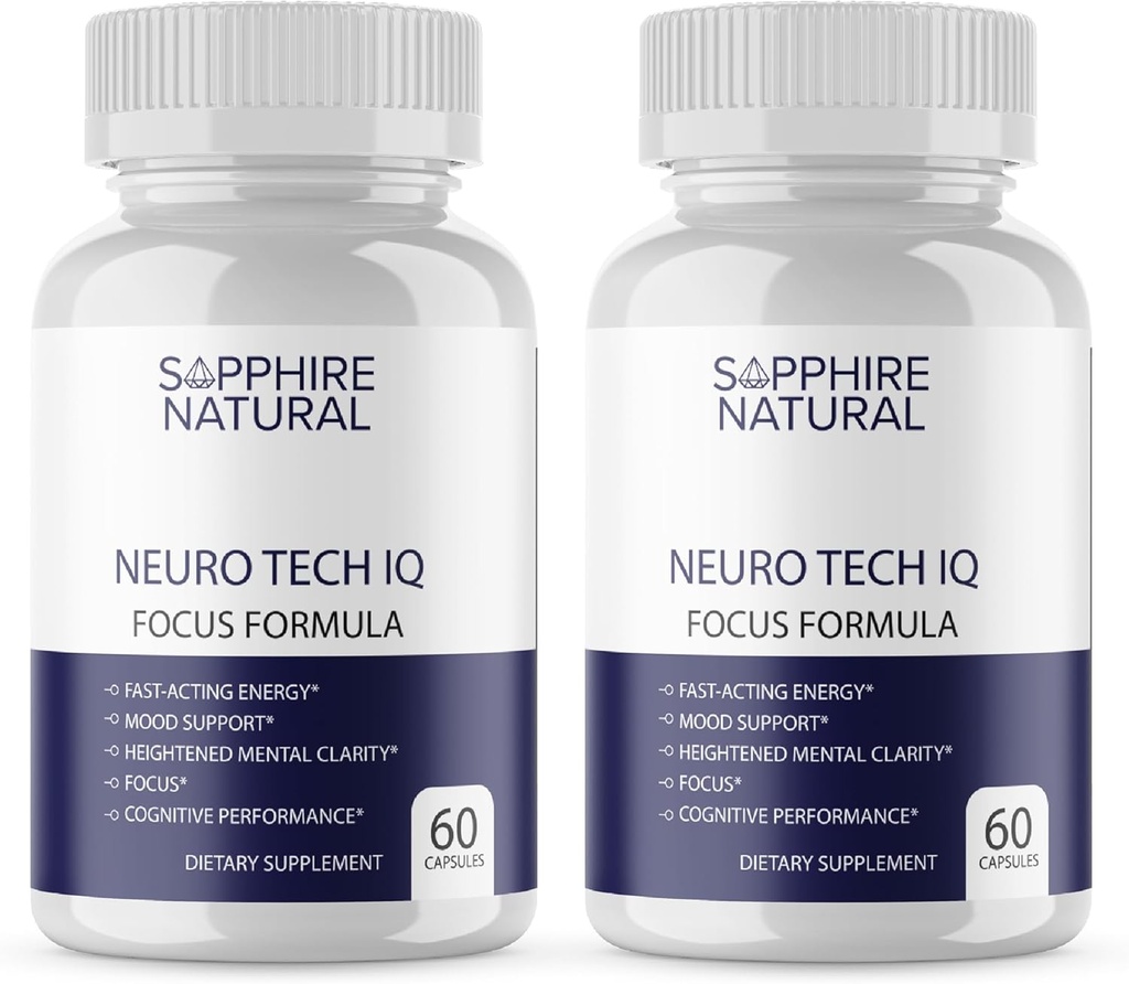 Official... 2 Pack Neuro Tech IQ Brain Supplement - Neurotech Iq Focus Formula Enhancement Pills (120 Capsules)