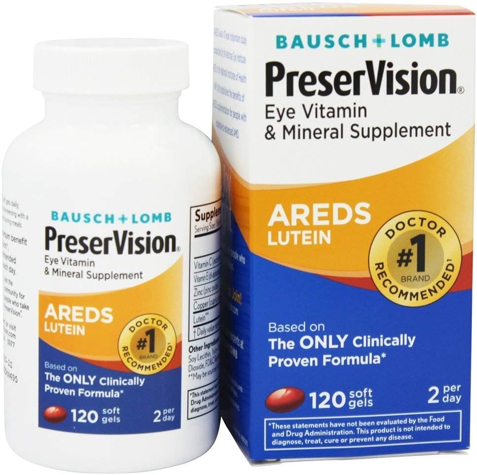 PreserVision AREDS Eye Vitamins, #1 Eye Doctor Recommended Brand, Multivitamin with Lutein, Vitamins C & E, Zinc, and Copper Supplements, 120 Softgels