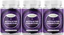 Activated Charcoal Pills Detox & Cleanse - Purifying Coconut Capsules with 1200 mg Per Serving for Bloating Relief - Active Detoxification Supplement for Body & Gut Health - 90 Count - 3 Pack