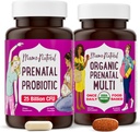 Mama Natural Prenatal Bundle – Organic prenatal Vitamins for Women + Purposefully Selected Probiotics for Pregnancy & Postpartum Wellness - Just 2 Pills a Day - Vegan & Non-GMO (30 Day Supply)