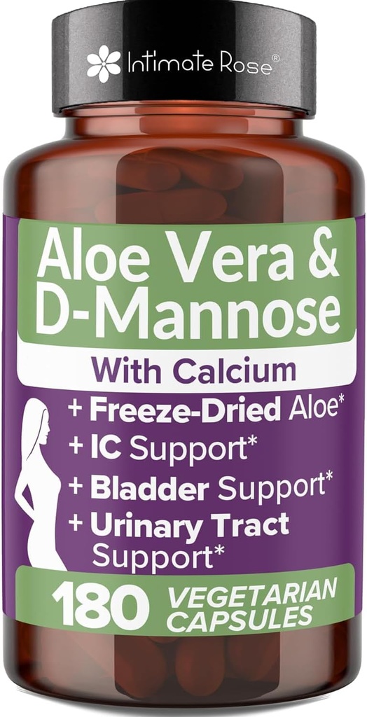 Intimate Rose Aloe Vera Capsules - IC Supplements - 200x Concentrate Pure Aloe Vera + D-Mannose + Calcium - Easy to Swallow Aloe Pills