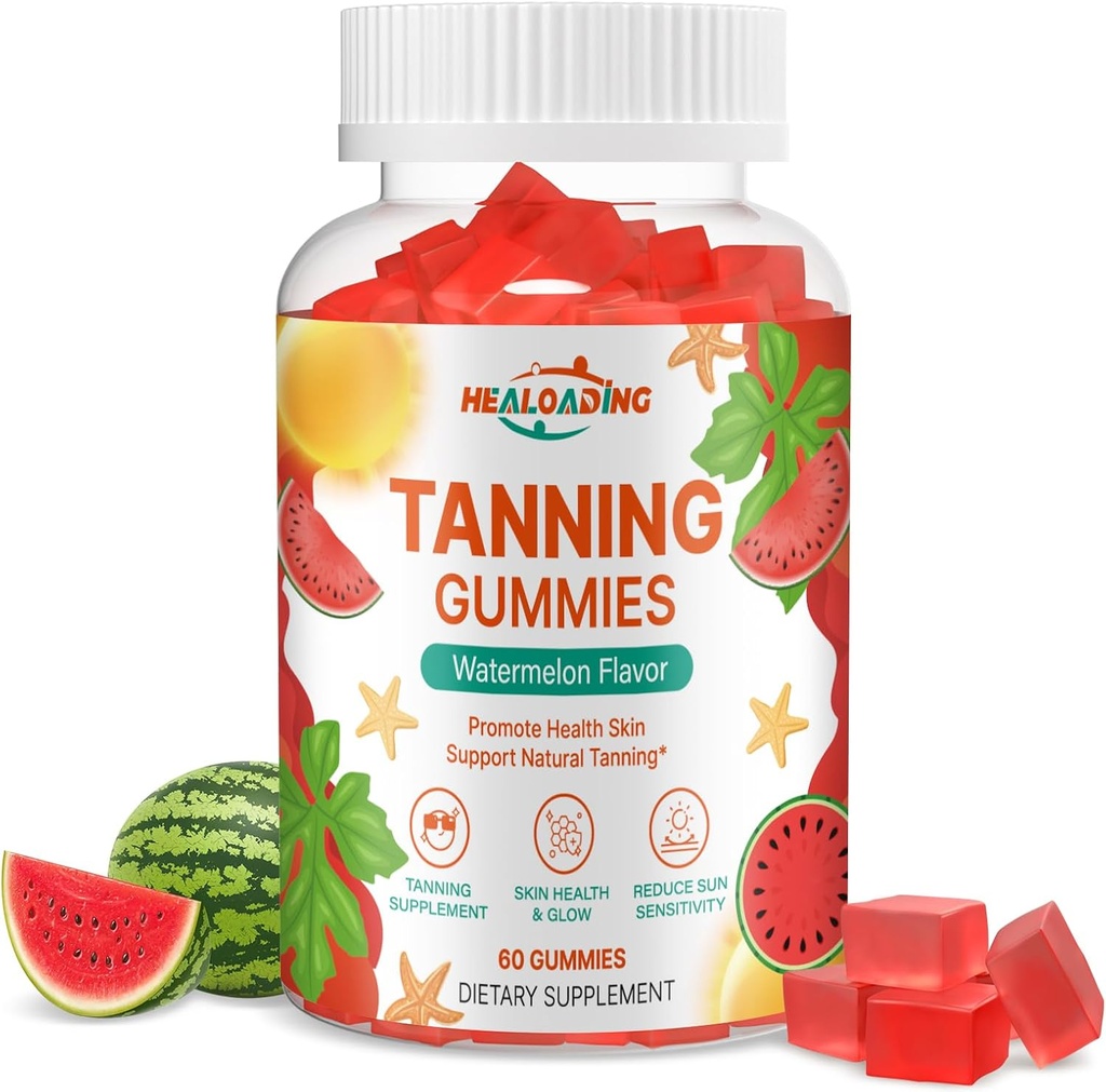 Tanning Gummies Supplement for Adults: Daily Tanning Gummies with Astaxanthin, Collegen, Lycopene, zinc (Citrate), Vitamin for Tanning Supplement Skin Health & Glow Reduce Sun Sensitivity