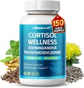CORTISOL Wellness Ashwagandha 14-in-1 Natural Blend with Phosphatidylserine Magnolia Rhodiola St. John's Wort Peppermint Bacopa - 150 Count