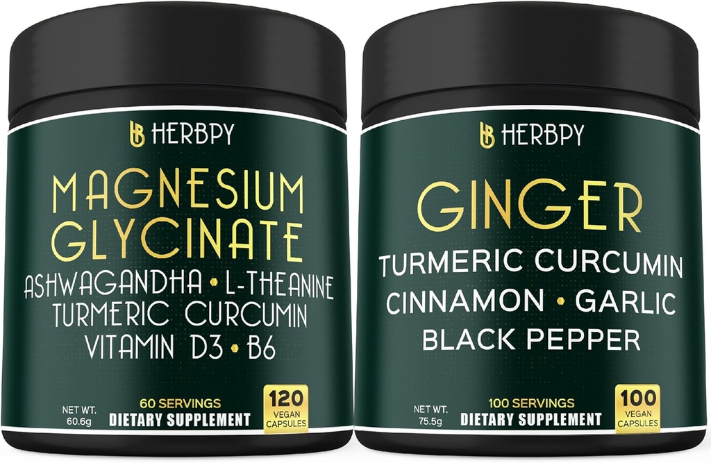 Bundle 6in1 Magnesium Glycinate Supplement & 5in1 Ginger Supplement