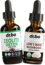 Zeolite Detox & Lions Mane Drops - Zeolite for Kids & Adults with Vitamins B12 & D, Clinoptilolite Gentle Body Daily Detox Cleanse - Organic Lion's Mane Mushroom Liquid Drops for Focus, Fog, Brain