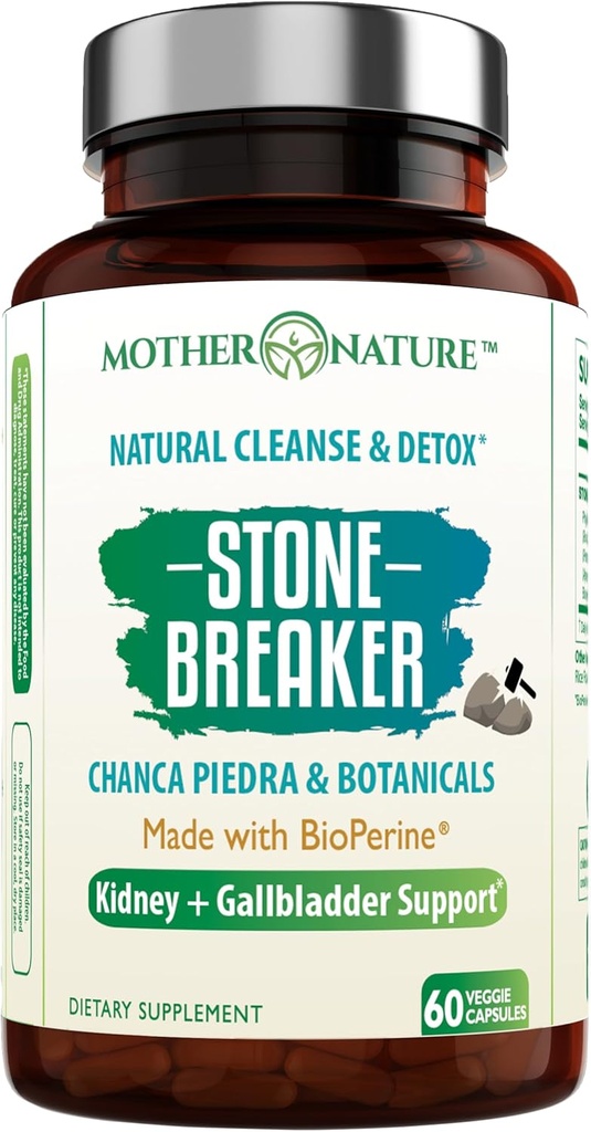 Stone Breaker Chanca Piedra Capsules, Dissolve Kidney & Gallbladder, Detoxify Urinary Tract, Flush Impurities, Kidney Support with Celery Seed Extract - 60 Veg Capsules