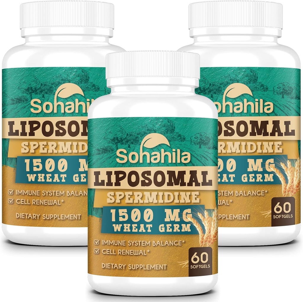 Spermidine Supplement 15 MG - 99% Purity, High Absorption, 1500 MG Fermented Wheat Germ Extract with Zinc & Thiamin, Spermidine for Men & Women - Cellular Renewal, Aging Defense, Energy, 180 Softgels