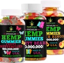 3PACK Hemp Gummies Premium-Hempoil Gummy Bears, Fruit Butterflies and Fresh Peach Rings-for Sleep, Calm, Relax, Back, Discomfort-Natural Party-Made in USA