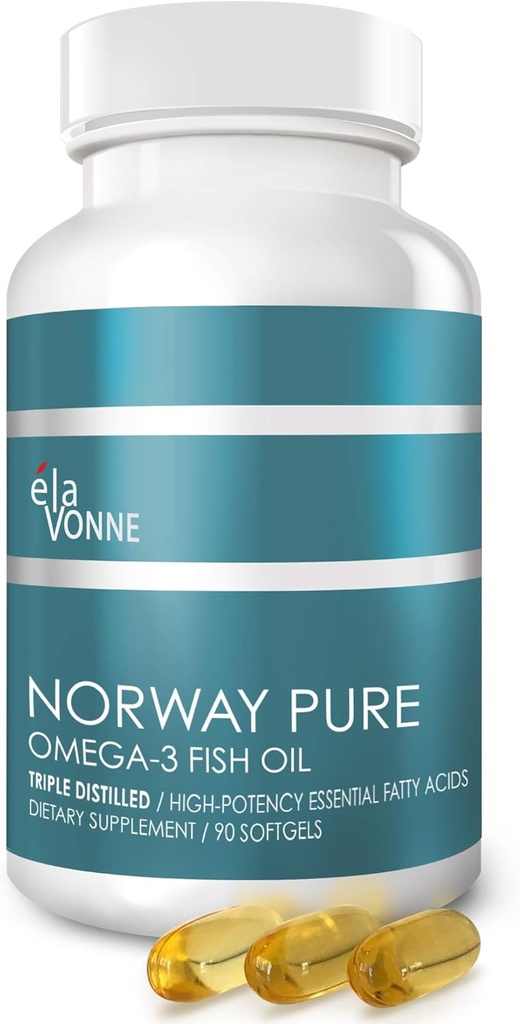 Norway Pure Omega-3 Fish Oil Softgels 2,400mg (90ct) - 4X Concentrated EPA & DHA, Triple Distilled, Burpless, Wild Caught, Skin & Hair, Joints, Heart Health