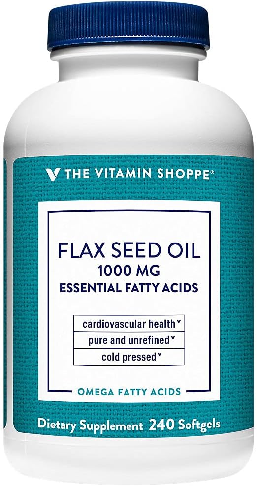 The Vitamin Shoppe Certified Organic Flax Seed Oil 1,000MG, (240 Softgels)
