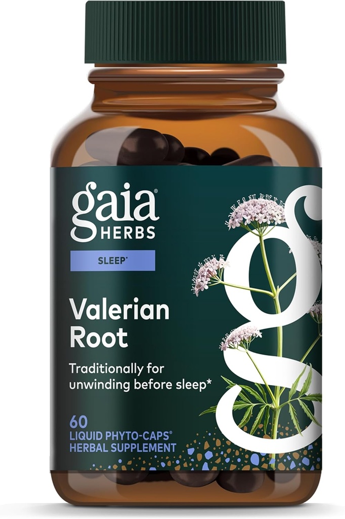 Gaia Herbs Valerian Root - Support for Calm & Relaxation to Prepare for Sleep* - with Valerian Root Extract - 60 Vegan Liquid Phyto-Capsules (30-Day Supply)