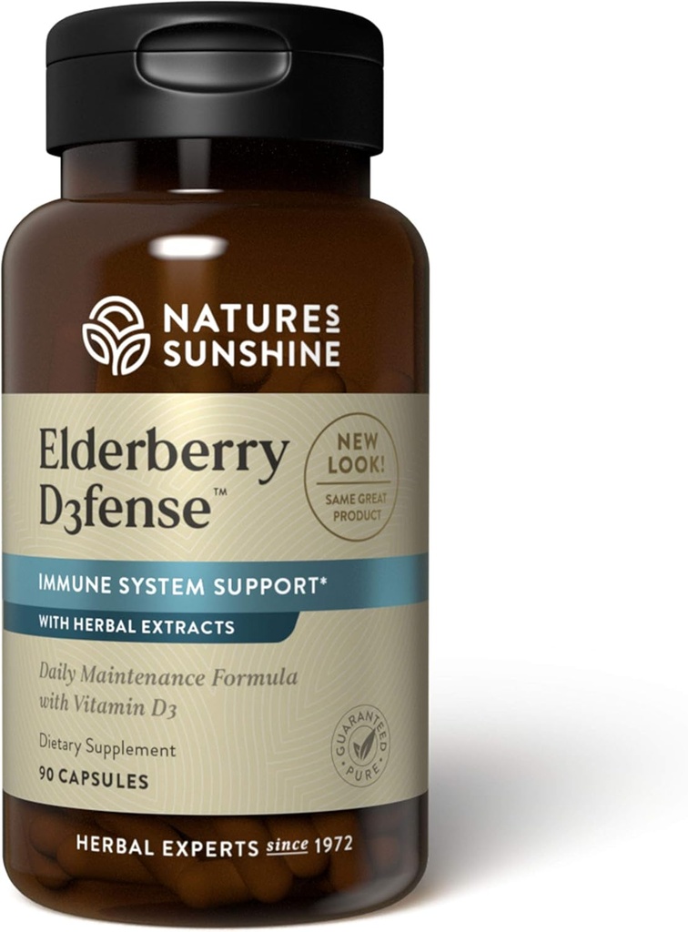 Nature's Sunshine Elderberry D3fense, 90 Capsules | Elderberry Supplement with Powerful Vitamin D, Sambucus Elderberry and Echinacea to Support The Immune and Respiratory Systems