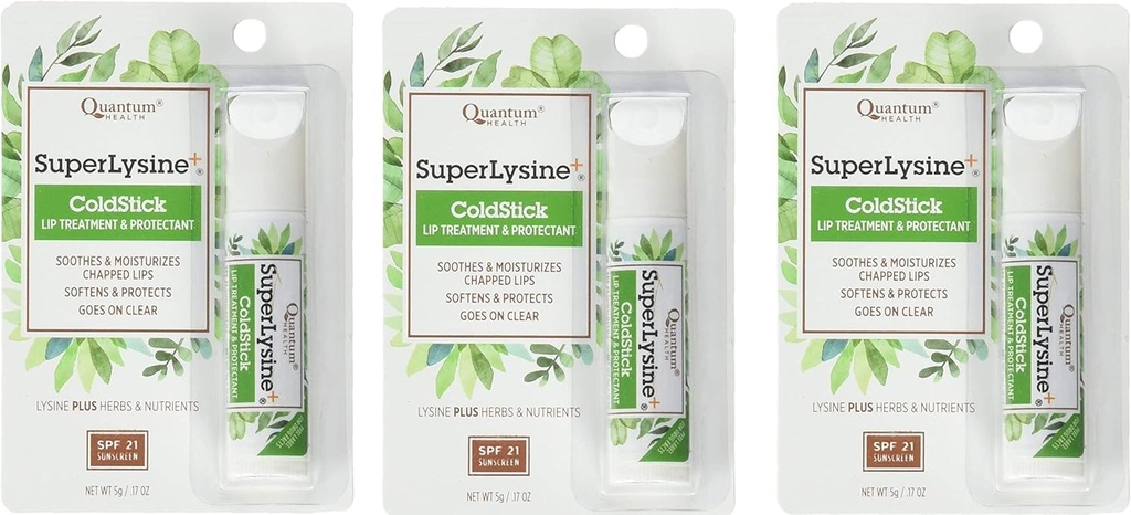 Super Lysine Plus+ ColdStick, SPF 21, Regular 0.18 oz (Pack of 3) by Quantum Research