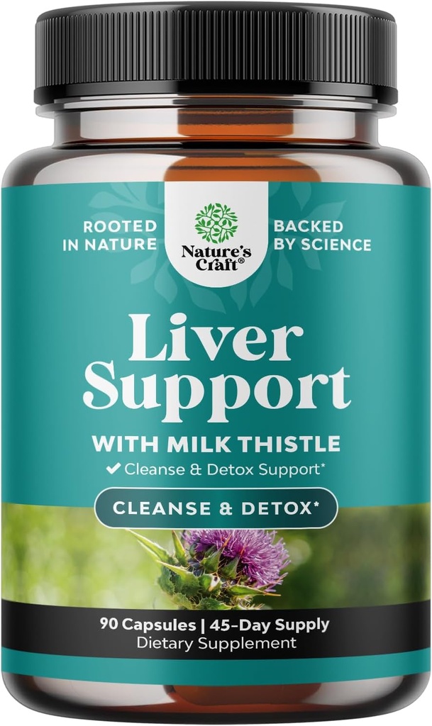 Natures Craft Liver Cleanse Detox & Repair 90 Capsules - Herbal Liver Support Milk Thistle Supplement - Silymarin Milk Thistle Supplements with Dandelion Root, Choline, Beetroot & Artichoke Extract