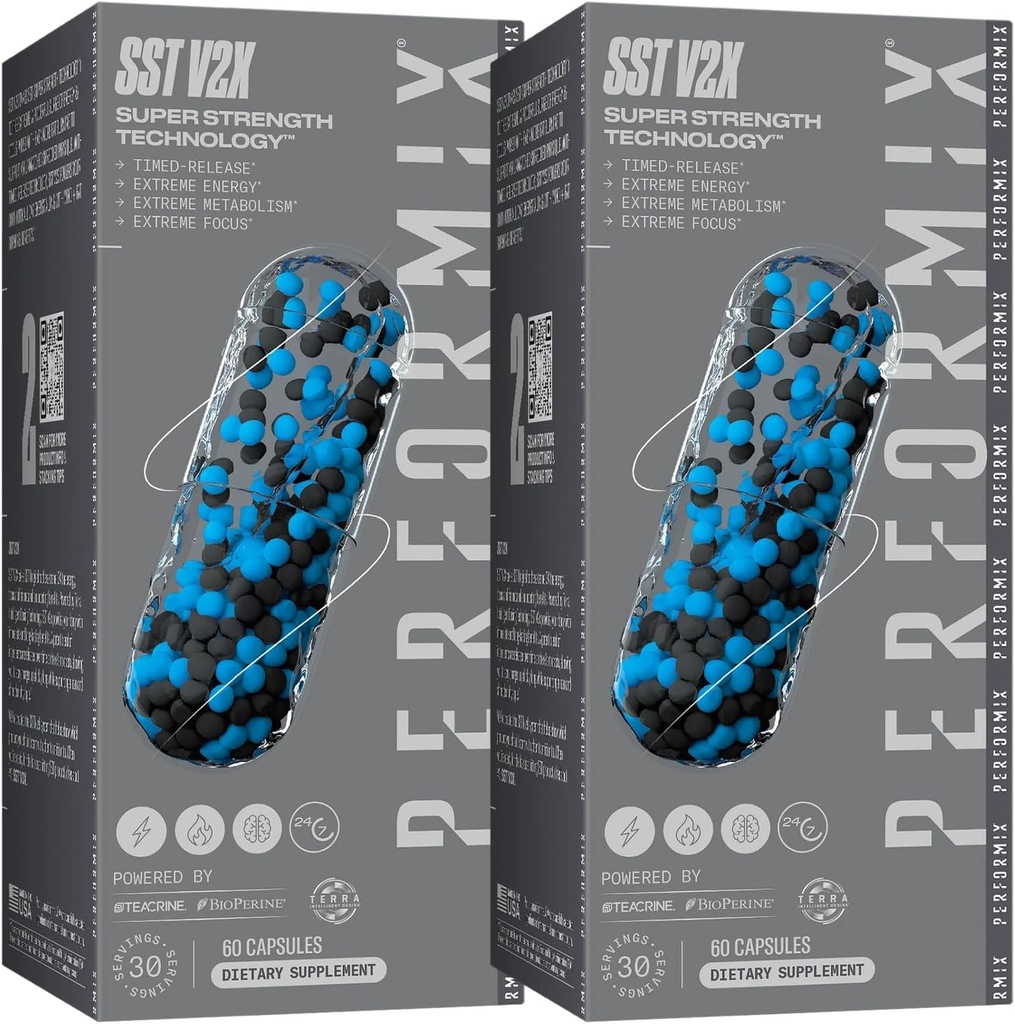 PERFORMIX - SST V2X - Pre Workout - 300 mg Caffeine - Energy Supplements - No Crash - Thermogenic - Nootropic - Timed-Release for All Day Focus, Mood & Energy Boost - Men & Women - 120 Capsules