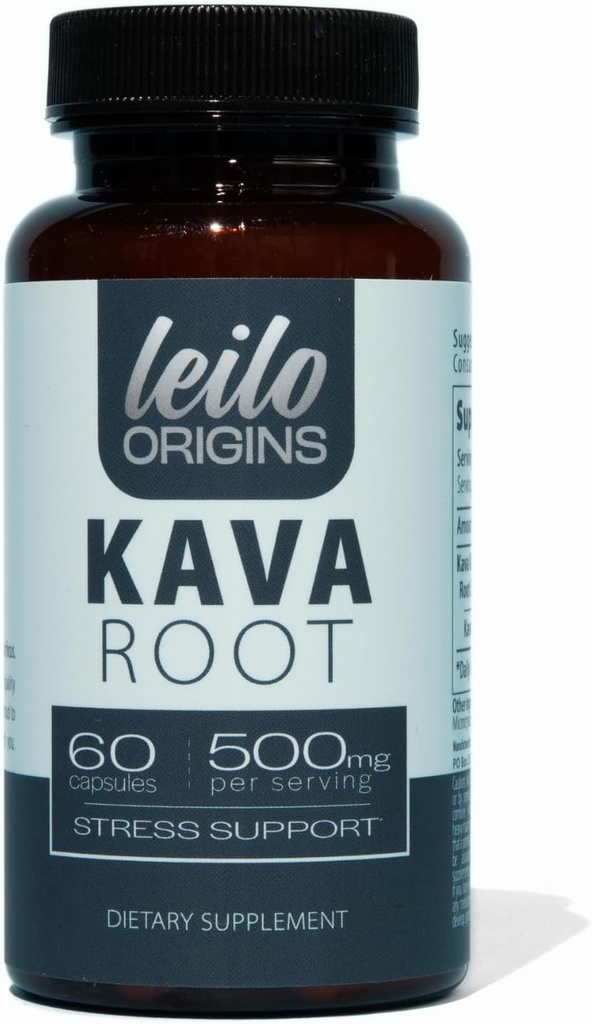 LEILO Kava Root Capsules | 500mg of Noble Extract/Serving to Support Stress and Promote Relaxation | (60 Vegan Capsules)