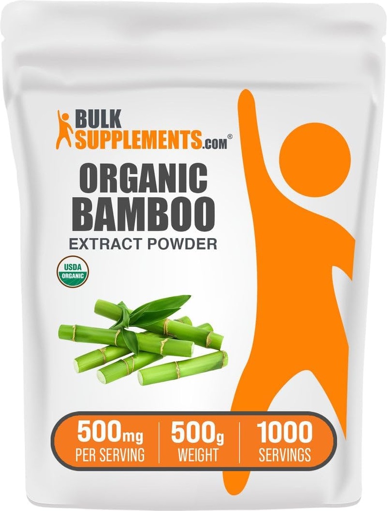 BulkSupplements.com Organic Bamboo Extract Powder - Silica Supplements, Organic Bamboo Powder - Herbal Supplement, Gluten Free, 500mg per Serving, 500g (1.1 lbs) (Pack of 1)