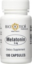 Bio-Tech Pharmacal Melatonin (5 mg), 100 Capsules – All-Natural Supplement – Support Sleep, Cardiovascular, Immune, & Bone Health – No Dairy, Fish, Gluten, Peanut, Shellfish, GMOS, & Soy – No