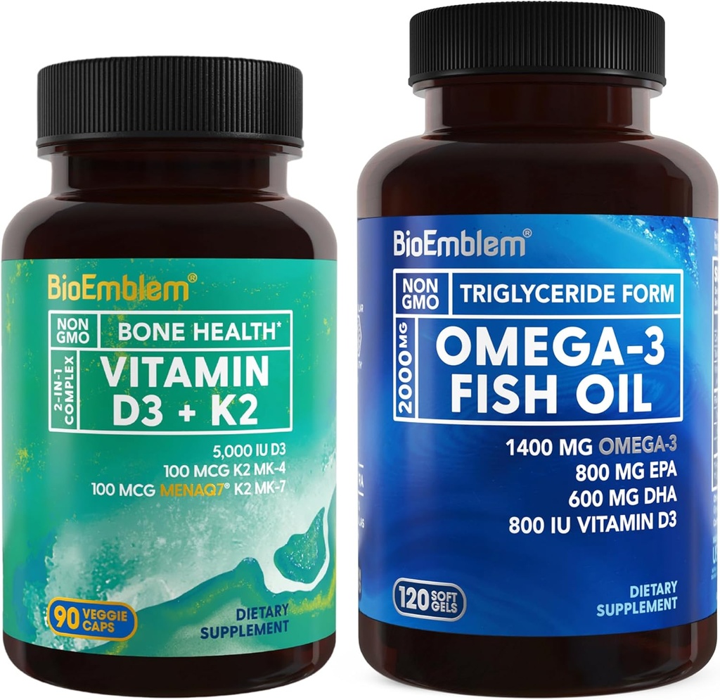 BioEmblem Vitamin D3 K2 Omega-3 Fish Oil 2000mg