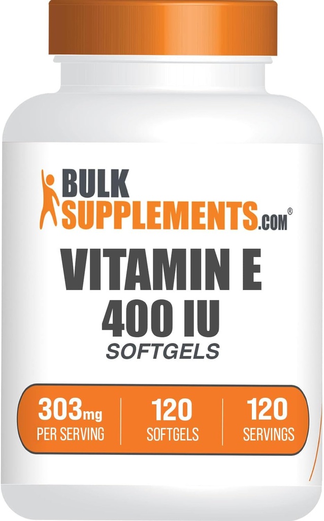 BulkSupplements.com Vitamin E 400 IU Softgels - Vitamin E Supplement, as DL-Alpha-Tocopherol, Antioxidants - Gluten Free, 1 Softgel per Serving, 120 Count (Pack of 1)