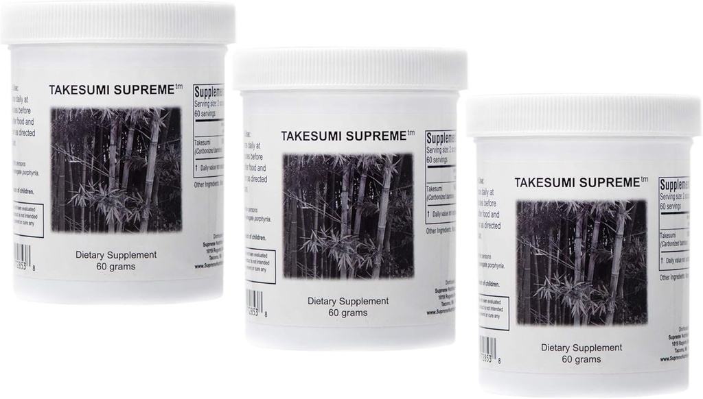 Supreme Nutrition Takesumi Supreme, Pure 60 Grams Activated Bamboo Charcoal Powder | Three Pack