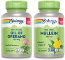 SOLARAY Oil of Oregano Softgels 150 mg and Mullein Leaf 330 mg - Wellness Support Bundle - Oregano Oil and Mullein Capsules for Overall Health Support - Vegan, 60-Day Guarantee, 120ct/180ct