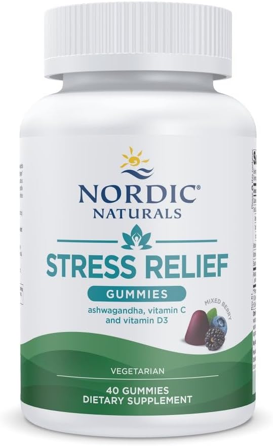 Nordic Naturals Stress Relief Gummies, Mixed Berry, 40 Gummy Supplements, Supports Daily Mood and Immune System Health, Non-GMO, Vegetarian, 20 Servings