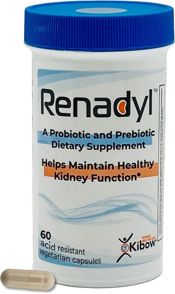 Renadyl Kidney Probiotic Supplement | Urea, Creatinine, & Uric Acid Support | 45 Billion CFUs | Clinically Tested, Non-GMO, & Made in USA, 60 Capsules (1 Bottle, 1 Month Supply)