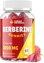 2000mg Berberine Supplement Gummies – High Potency Wellness Blend with Ceylon Cinnamon, Turmeric, Magnesium & Chromium, Vegan, Non-GMO, Gluten-Free, Peach Flavor, 60 Gummies - 1 Pack