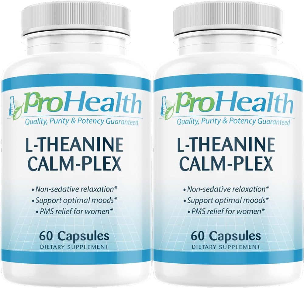 ProHealth, Inc. L-Theanine Calm-Plex with GABA and 5-HTP (Suntheanine) (100 mg, 60 Medium Capsules) 2 Pack